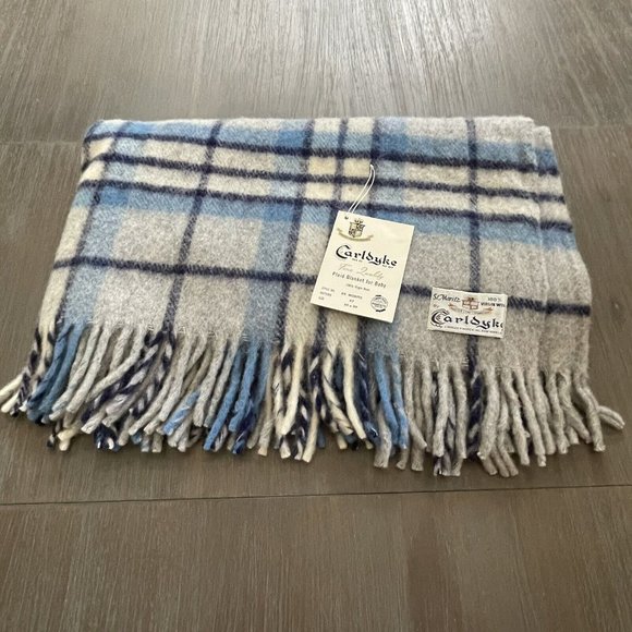 Carldyke Bedding 36 X 5 Carldyke 00 Virgin Wool Blue Plaid Baby